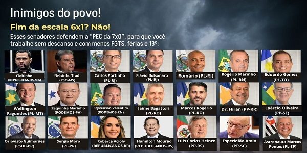 PEC da 7×0: quem são os senadores que querem aumentar a jornada e reduzir direitos