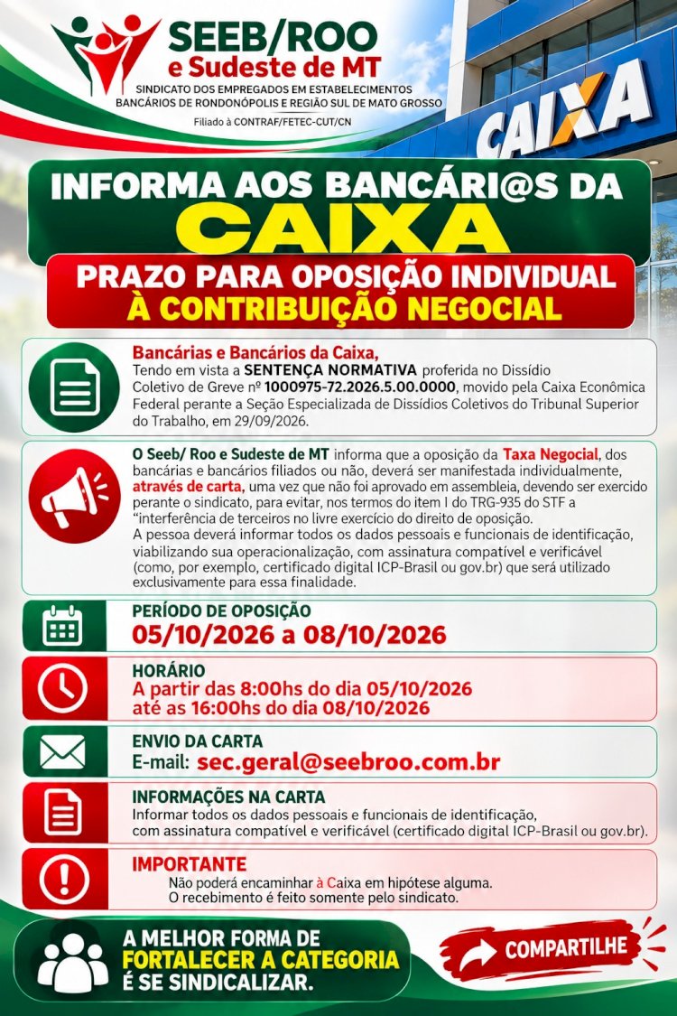 INFORMATIVO AOS BANCÁRIOS DA CAIXA ECONÔMICA FEDERAL