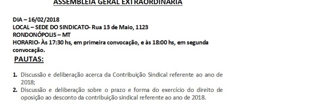 CONVITE ASSEMBLÉIA GERAL EXTRAORDINÁRIA